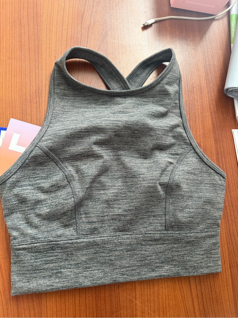 JoyLab Gray Racerback Cropped Sports Bra